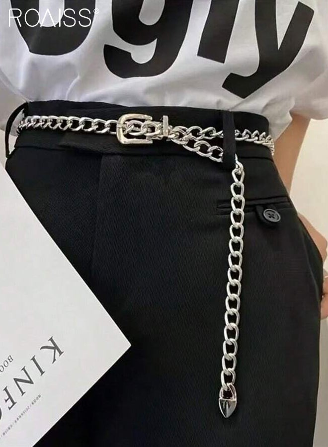 roaiss 2 Pcs Stylish Metal Waist Chains, Punk Rock Style Chunky Chain Belts, Buckle Type Adjustable Belt for Jeans and Dresses, A Waist Decoration for Women - Image 2